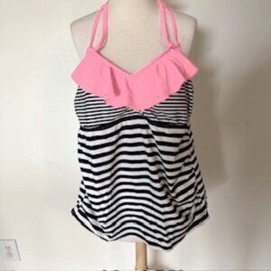 Women's Pure Energy Halter Swim Tankini Black/White/Pink, 16W